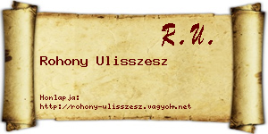 Rohony Ulisszesz névjegykártya